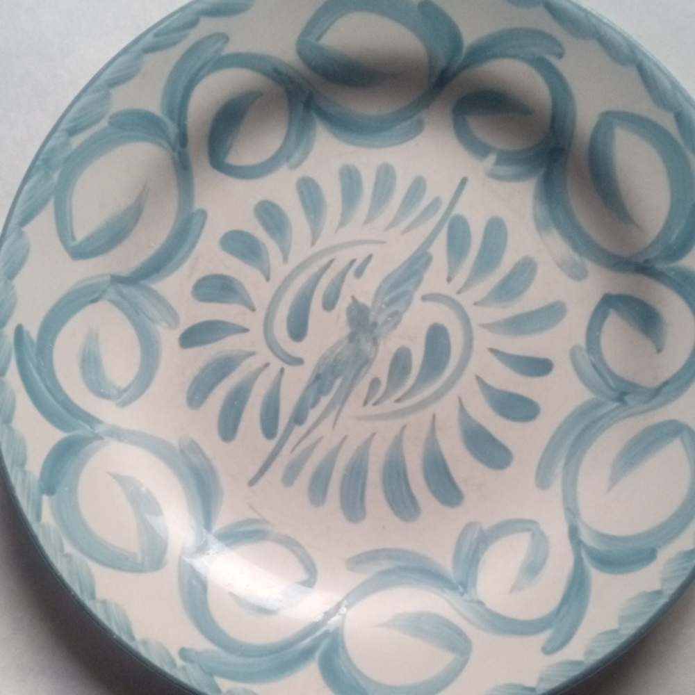 Anfora 2017 Pottery 11 Inch Turquois Blue And White